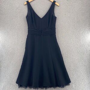 Ann Taylor Dress Womens 4 Black Fit & Flare Double V Peekaboo Lace Sleeveless